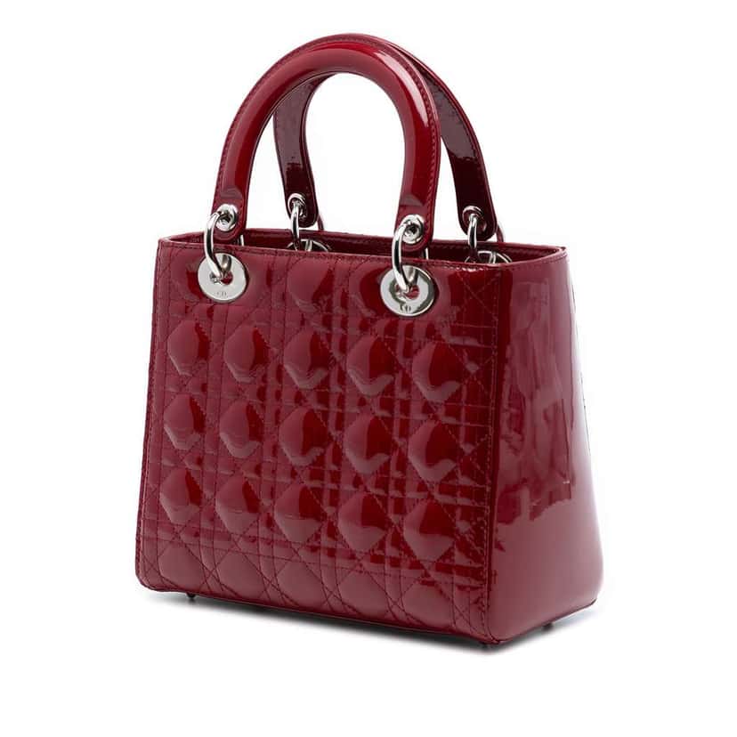 Dior Medium Patent Cannage Lady Dior Red Leather Good condition - Back View