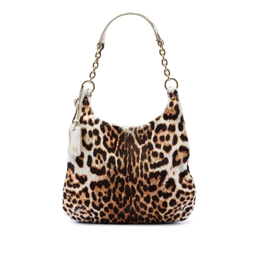 Saint Laurent Leopard Print Pony Hair Metropolis Shoulder Bag Brown Good condition - Front View