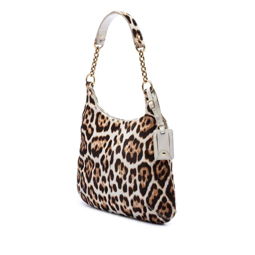 Saint Laurent Leopard Print Pony Hair Metropolis Shoulder Bag Brown Good condition - Back View