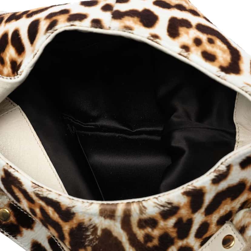 Saint Laurent Leopard Print Pony Hair Metropolis Shoulder Bag Brown Good condition - Model View