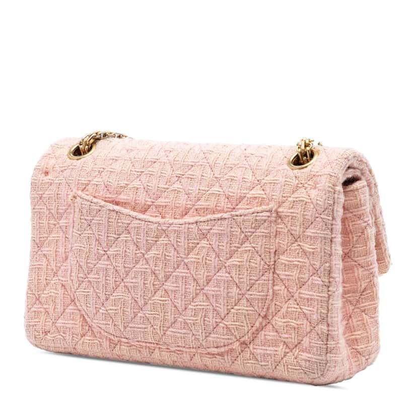 Chanel Quilted Tweed Reissue 2.55 Double Flap 225 Pink Tweed Good condition - Back View