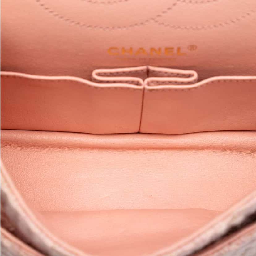 Chanel Quilted Tweed Reissue 2.55 Double Flap 225 Pink Tweed Good condition - Model View