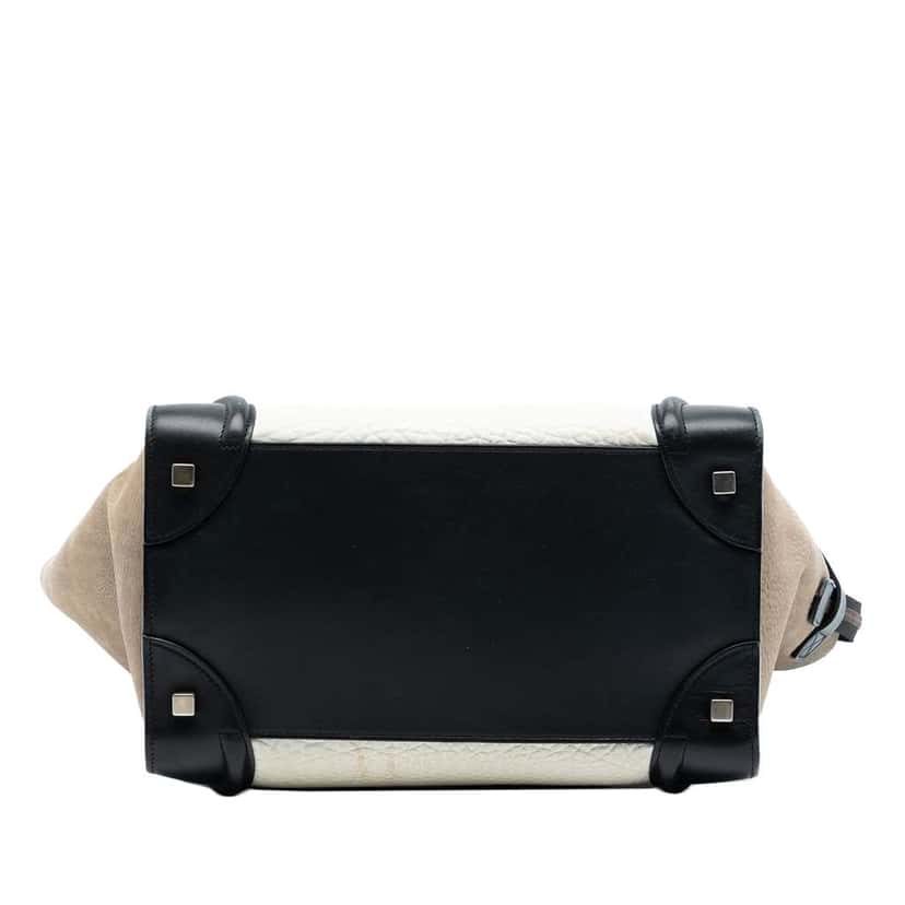 Celine Mini Tricolor Leather Luggage Tote White Leather Good condition - Inside View