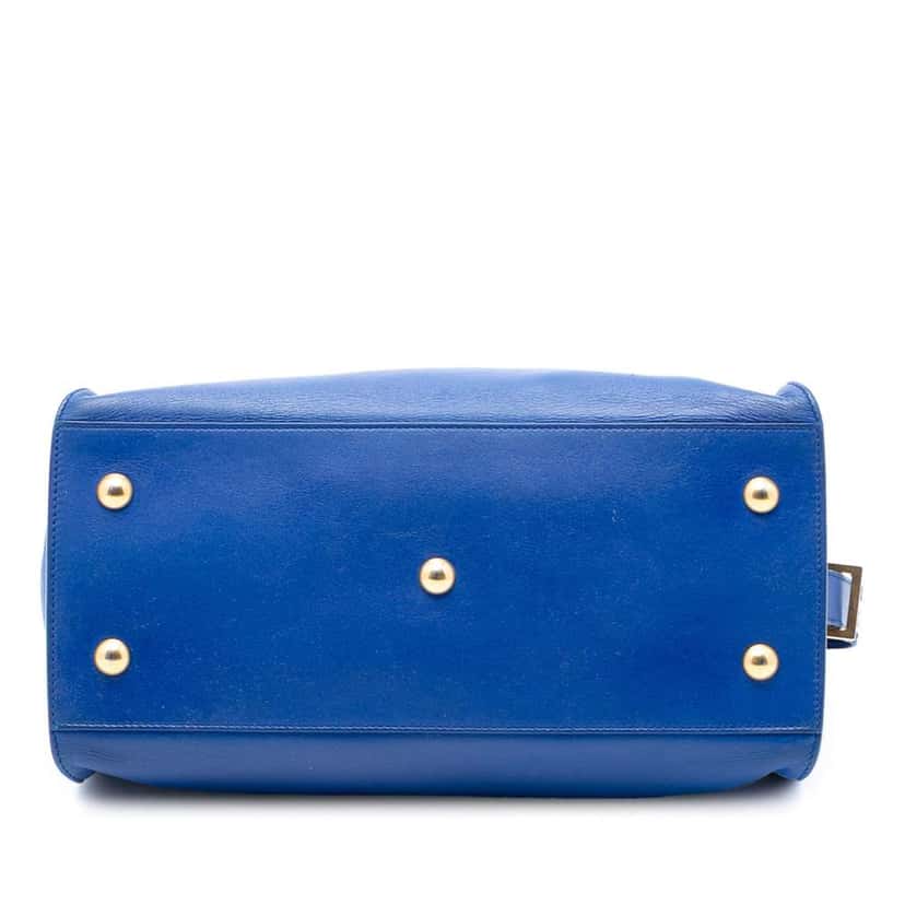 Saint Laurent Small Calfskin Cabas Chyc Satchel Blue Leather Very good condition - Inside View