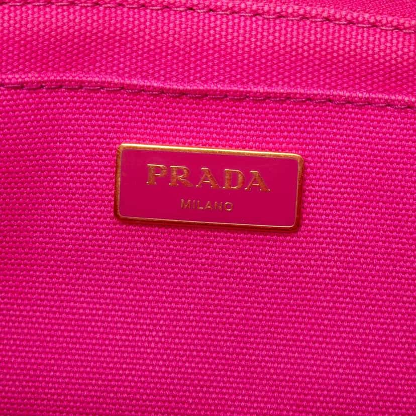 Prada Small Canvas Canapa Logo Satchel Pink Canvas Very good condition - Box View