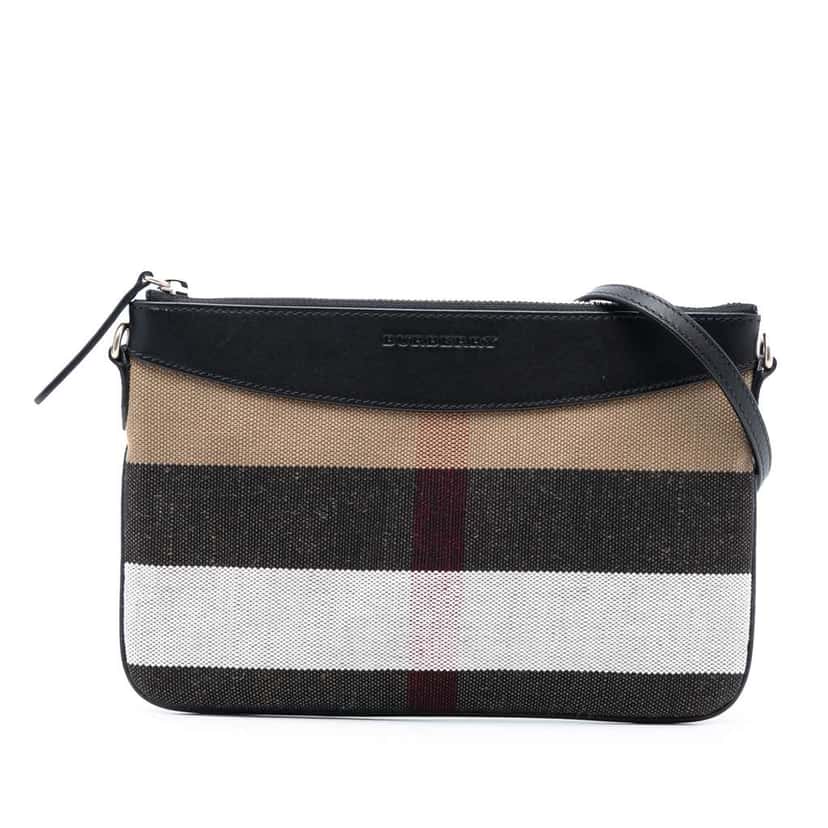Burberry Mega Check Canvas Peyton Crossbody Brown Canvas Very good condition - Front View