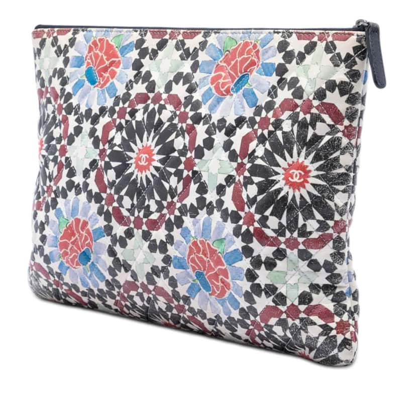 Chanel Paris Dubai Large Printed Lambskin Cosmetic Case MultiColor Leather Good condition - Back View