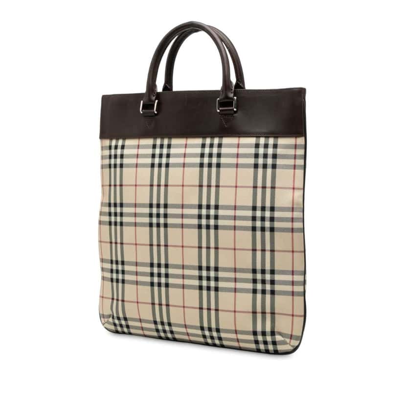Burberry House Check Canvas Tote Brown Canvas Good condition - Back View