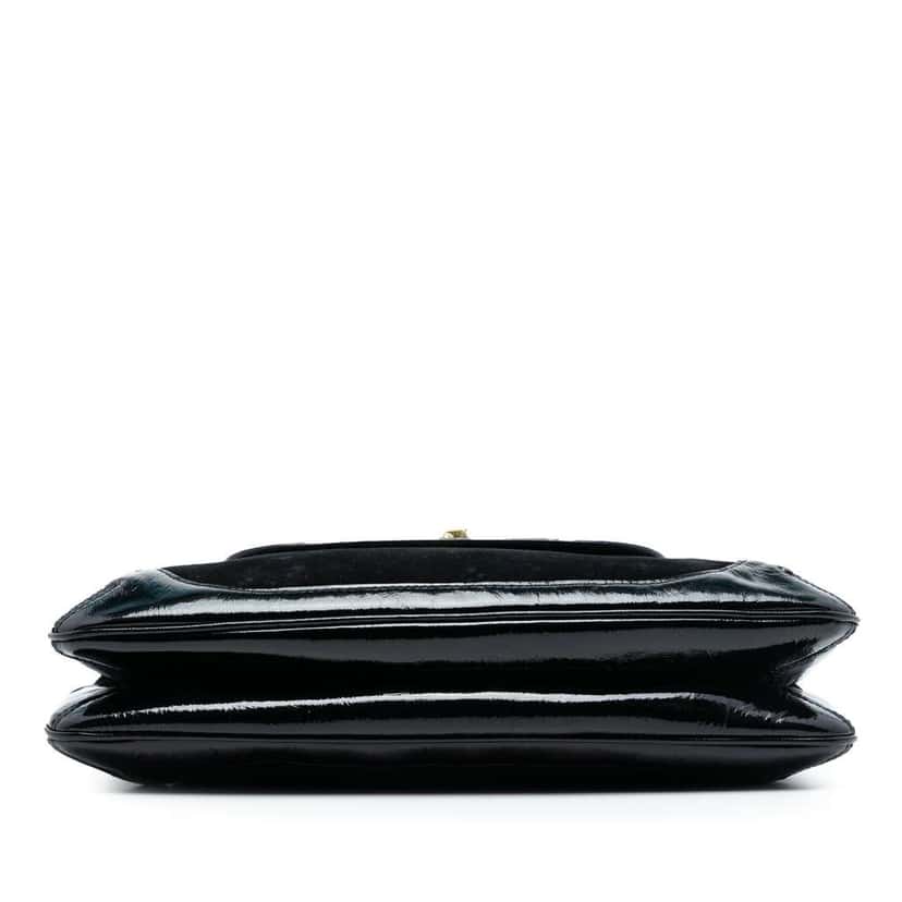 Gucci Suede and Patent Peggy Bamboo Top Handle Bag Black Leather Very good condition - Inside View