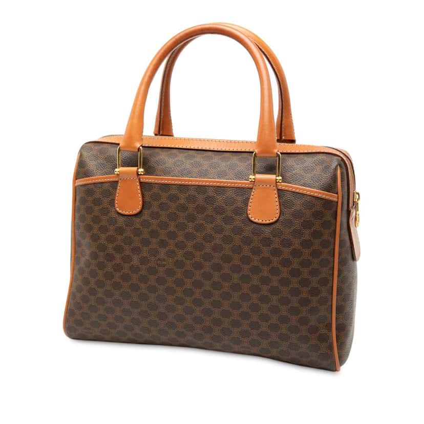 Celine Macadam Coated Canvas Handbag Brown Canvas Good condition - Back View