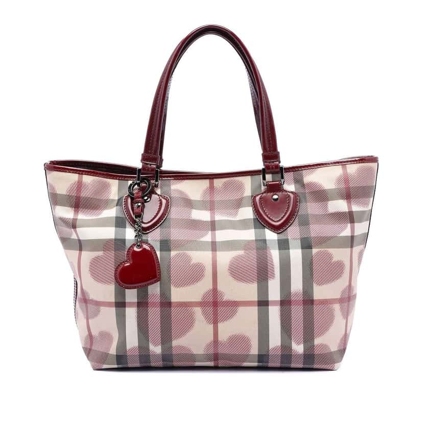 Burberry House Check Coated Canvas Hearts Gracie Tote Brown Canvas Very good condition - Front View