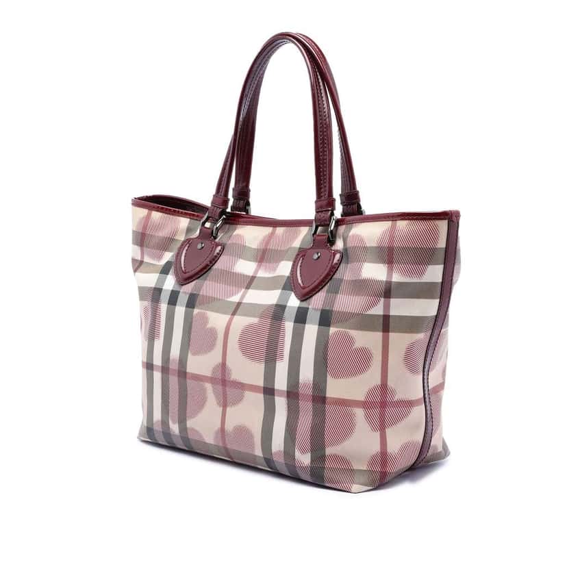 Burberry House Check Coated Canvas Hearts Gracie Tote Brown Canvas Very good condition - Back View
