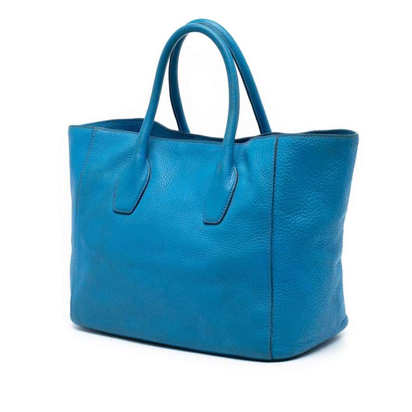Prada Vitello Daino Open Convertible Tote Blue Leather Very good condition - Back View