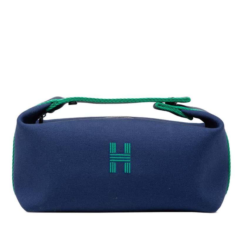 Hermès Small Toile Bride A Brac Case Blue Canvas Very good condition - Front View