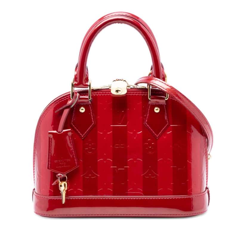 Louis Vuitton Monogram Vernis Rayures Alma BB Red Leather Very good condition - Front View