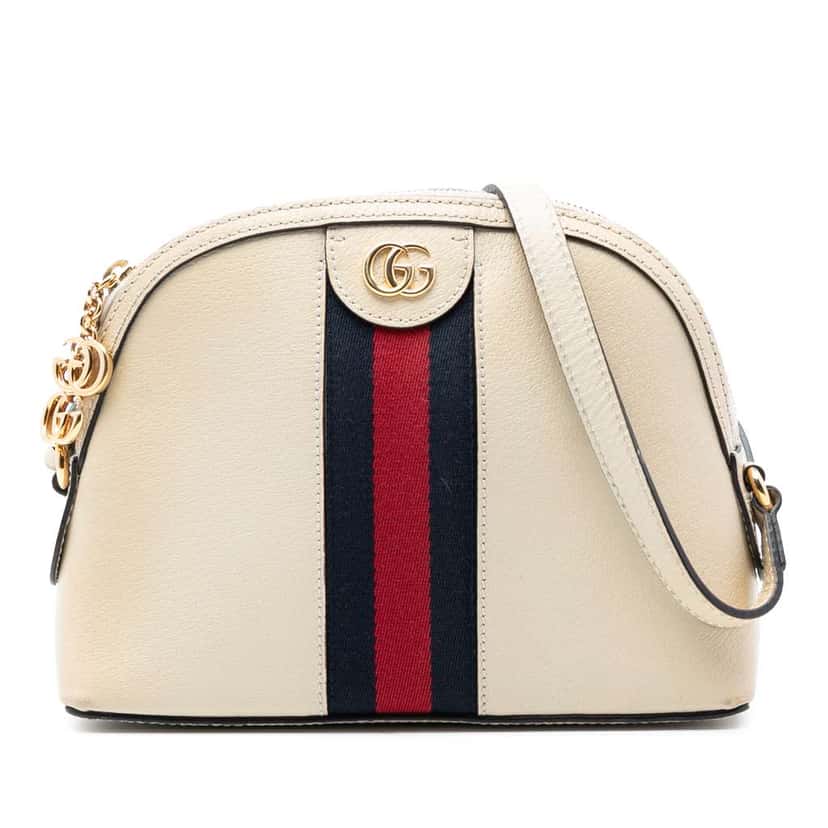Gucci Small Calfskin Ophidia Dome Crossbody White Leather Very good condition - Front View