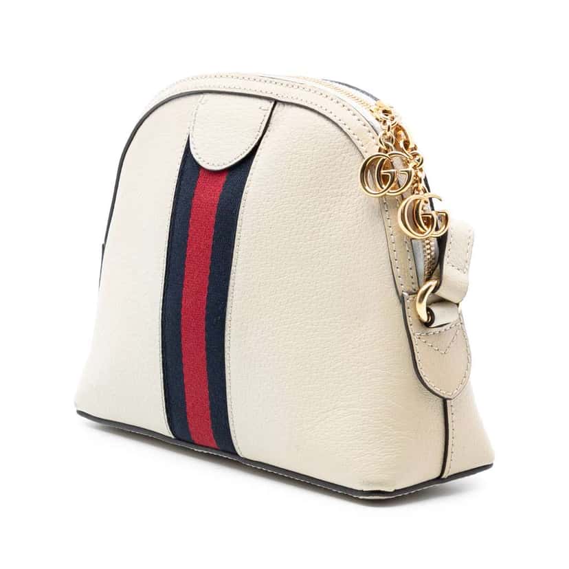 Gucci Small Calfskin Ophidia Dome Crossbody White Leather Very good condition - Back View