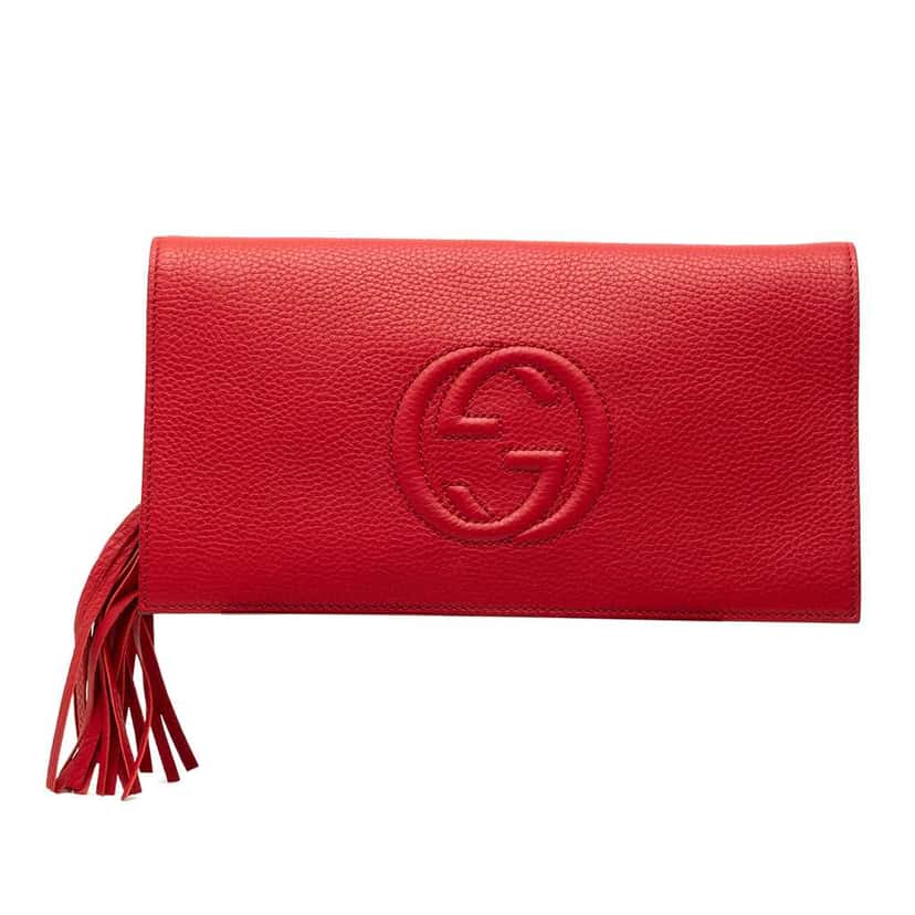 Gucci Leather Soho Disco Clutch Red Leather Very good condition - Front View