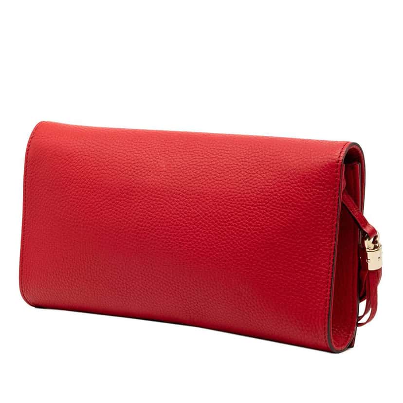 Gucci Leather Soho Disco Clutch Red Leather Very good condition - Back View
