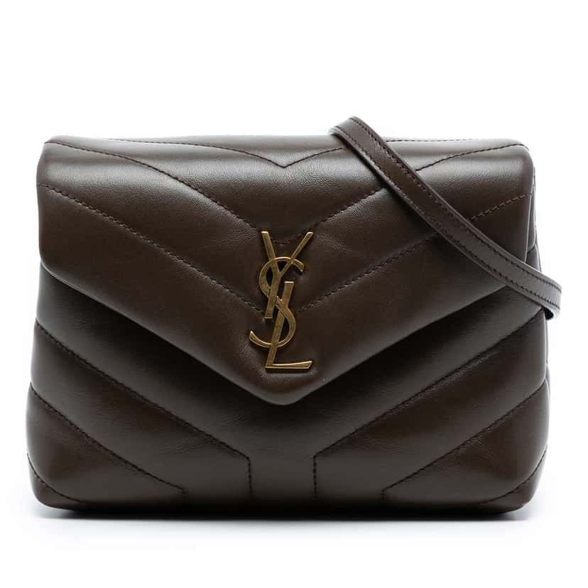 Saint Laurent Toy Matelasse Calfskin Monogram LouLou Crossbody Brown Leather Good condition - Front View