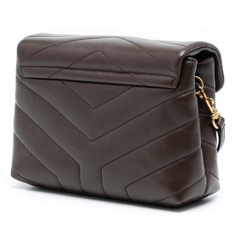 Saint Laurent Toy Matelasse Calfskin Monogram LouLou Crossbody Brown Leather Good condition - Back View