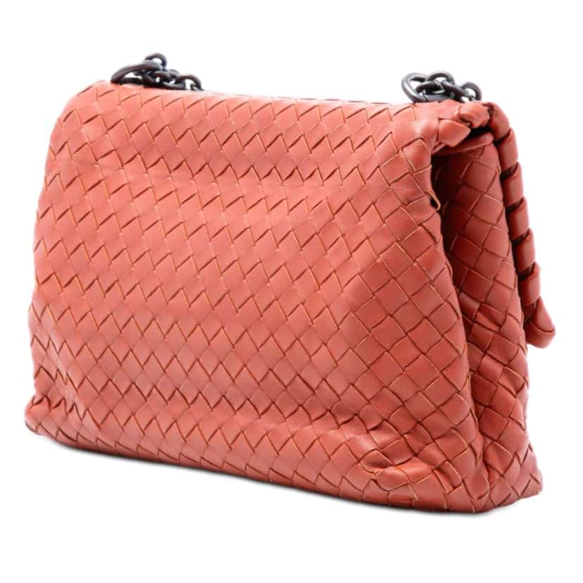 Bottega Veneta Small Nappa Intrecciato Olimpia Shoulder Bag Orange Leather Good condition - Back View
