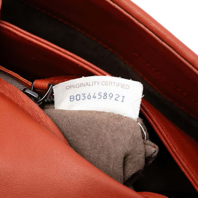 Bottega Veneta Small Nappa Intrecciato Olimpia Shoulder Bag Orange Leather Good condition - Box View