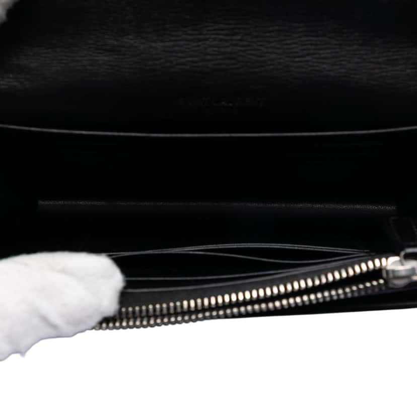 Saint Laurent Mini Calfskin Monogram Lucky Charms Sunset Wallet on Chain Black Leather Very good condition - Model View