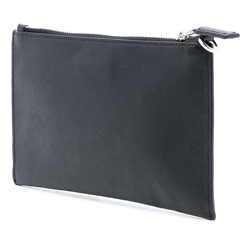 Prada Saffiano Clutch Black Leather Good condition - Back View