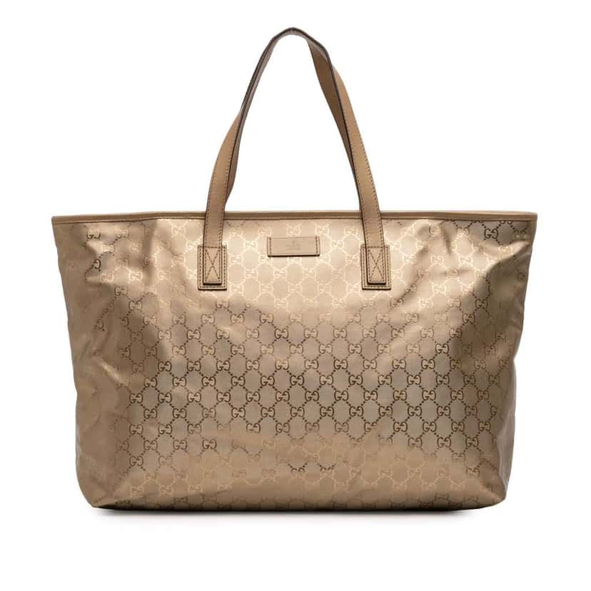 Gucci Large GG Imprime Tote Gold Canvas Very good condition - Front View