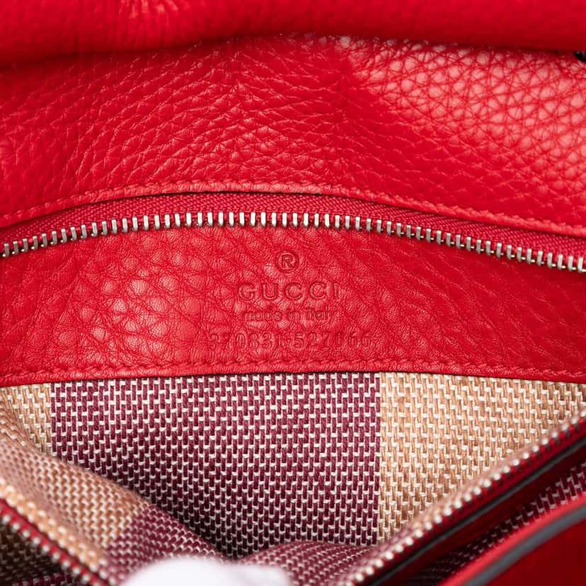 Gucci Small Leather Bamboo Daily Satchel Red Leather Very good condition - Box View