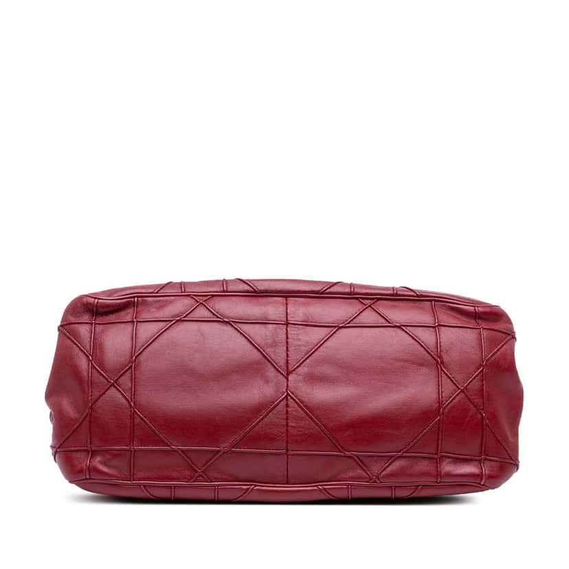 Dior Lambskin Cannage New Lock Ruffle Flap Red Leather Good condition - Inside View
