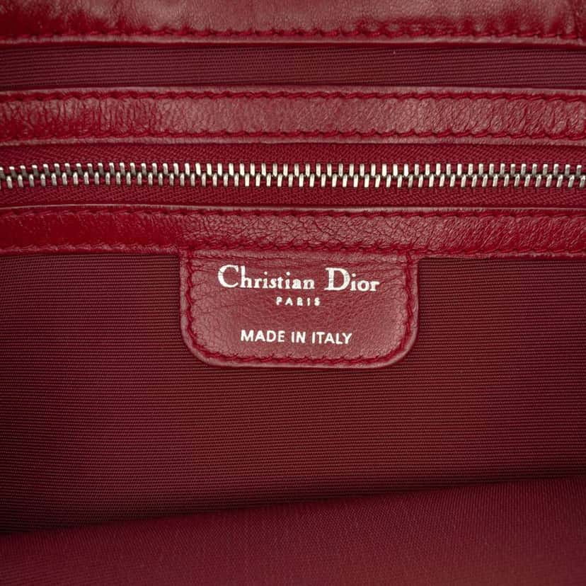 Dior Lambskin Cannage New Lock Ruffle Flap Red Leather Good condition - Box View