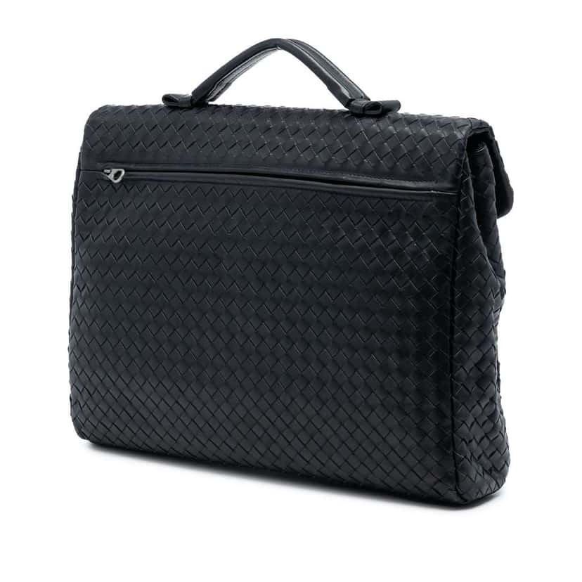 Bottega Veneta Nappa Intrecciato Business Bag Black Leather Good condition - Back View
