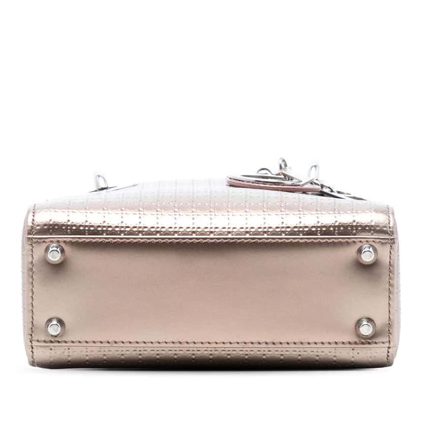 Dior Mini Metallic Patent Microcannage Lady Dior Gold Leather Good condition - Inside View