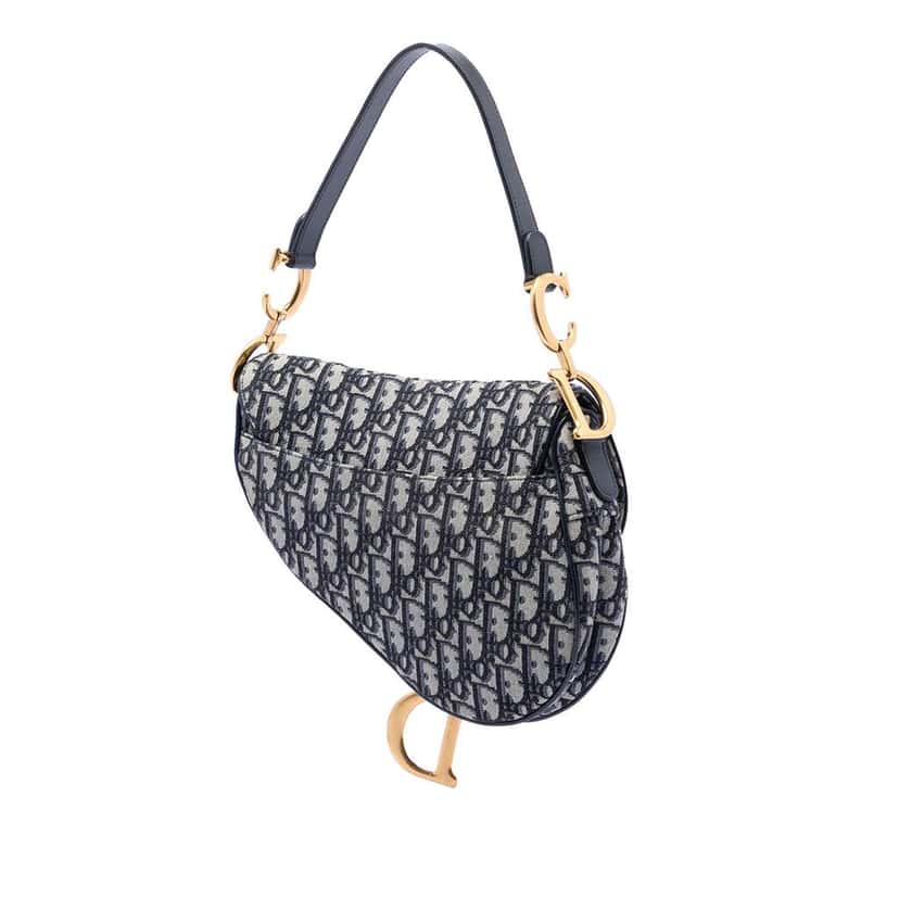 Dior Oblique Canvas Saddle Bag Blue Canvas Very good condition - Back View