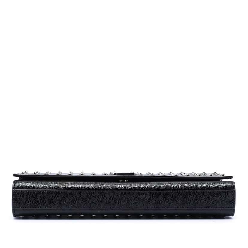 Saint Laurent Grain De Poudre Classic Monogram Studded Clutch Black Leather Good condition - Inside View
