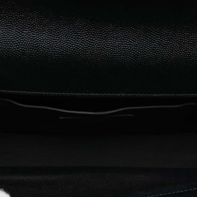 Saint Laurent Grain De Poudre Classic Monogram Studded Clutch Black Leather Good condition - Model View