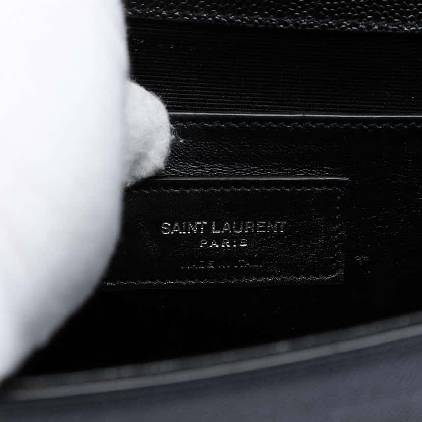 Saint Laurent Grain De Poudre Classic Monogram Studded Clutch Black Leather Good condition - Box View