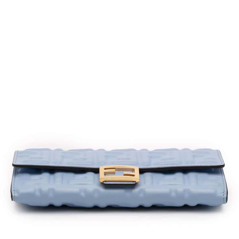 Fendi Zucca Embossed Leather Wallet on Chain Blue Leather Very good condition - Inside View