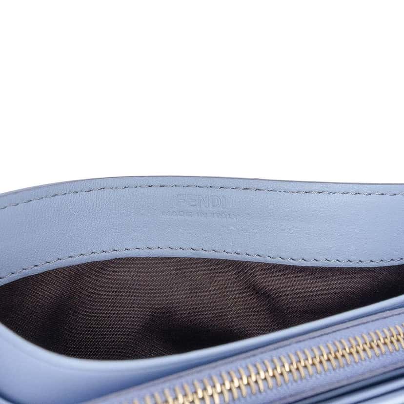 Fendi Zucca Embossed Leather Wallet on Chain Blue Leather Very good condition - Box View