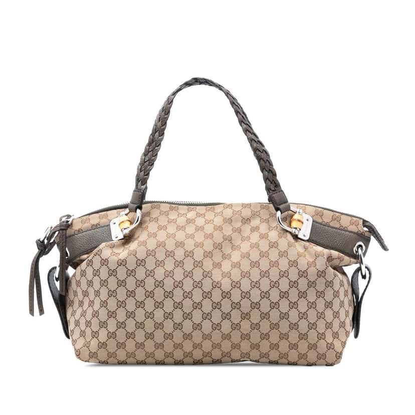 Gucci Medium GG Canvas Bamboo Bar Tote Brown Canvas Very good condition - Front View