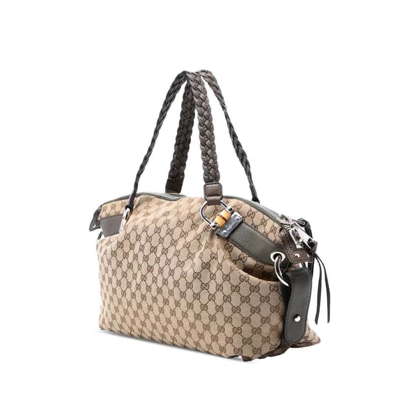 Gucci Medium GG Canvas Bamboo Bar Tote Brown Canvas Very good condition - Back View