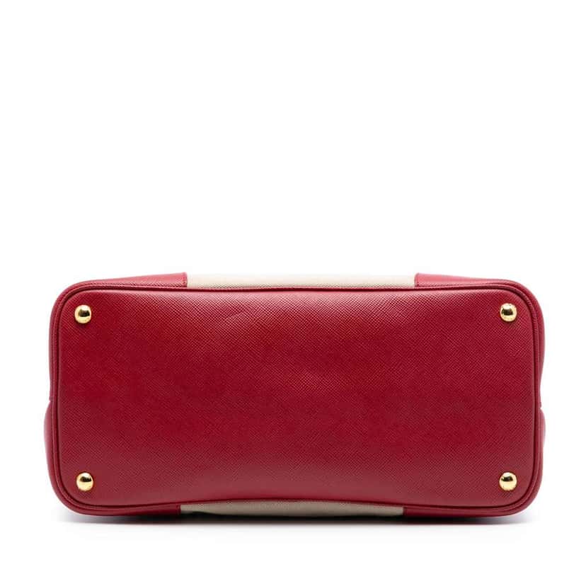 Prada Large Canapa and Saffiano Double Satchel Brown Canvas Very good condition - Inside View