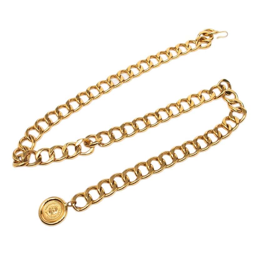 Chanel Gold Plated CC Medallion Chain Belt Gold Metal Good condition - Front View