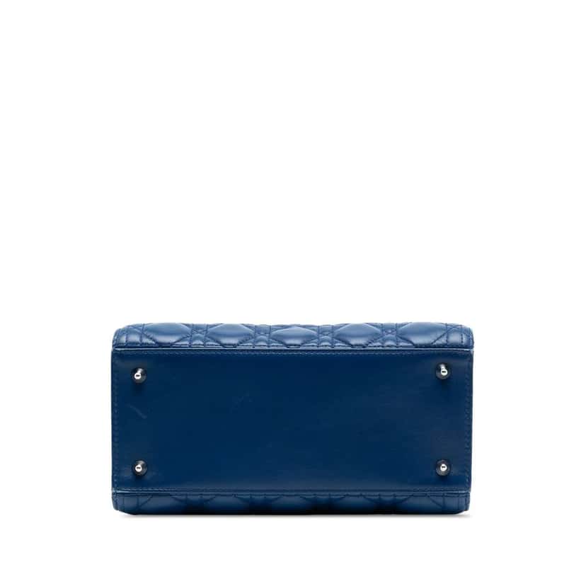 Dior Medium Tricolor Lambskin Cannage Lady Dior Blue Leather Good condition - Inside View
