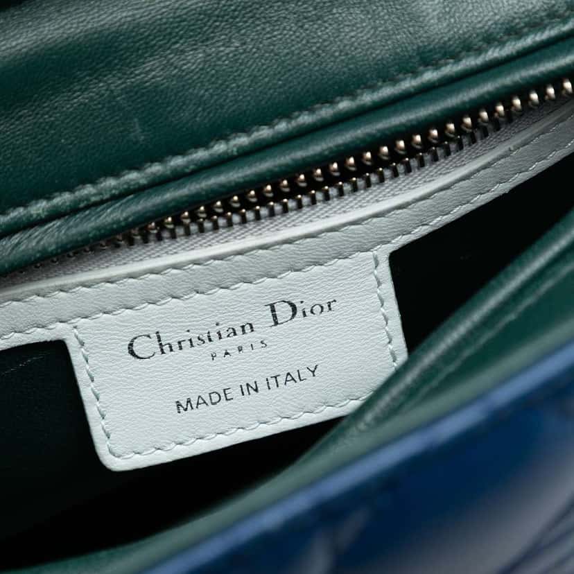 Dior Medium Tricolor Lambskin Cannage Lady Dior Blue Leather Good condition - Box View