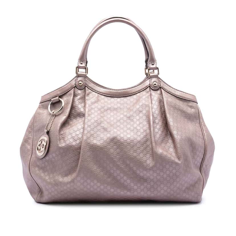 Gucci Large Metallic Microguccissima Sukey Tote Pink Leather Very good condition - Front View