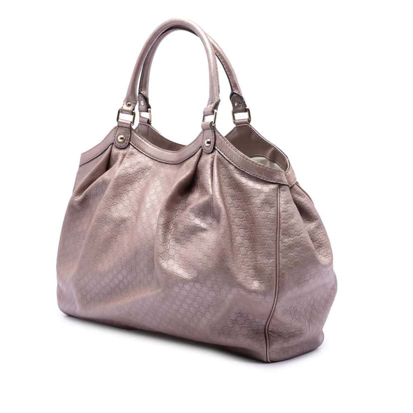 Gucci Large Metallic Microguccissima Sukey Tote Pink Leather Very good condition - Back View