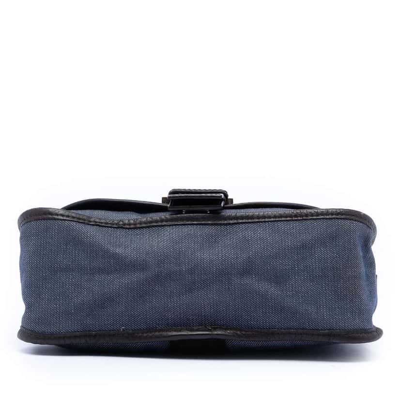 Fendi Zucca Trimmed Denim Buckle Flap Blue Denim Very good condition - Inside View